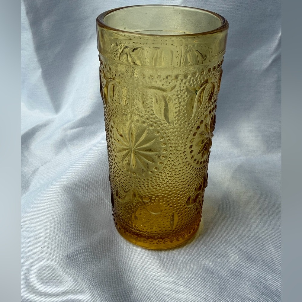 Vintage Amber Tiara Sandwich Glass Juice Tumbler - Indiana Glass 4" - Picture 3 of 7